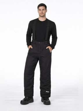 FILA Men’s Snow Ski Pants Medium Black Bib Pants Insulated W/ Suspenders